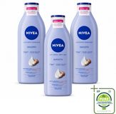Nivea 3 x Smooth Body Milk - Sheaboter - 72 uur Hydratatie - Voor Droge Huid - 400 ml