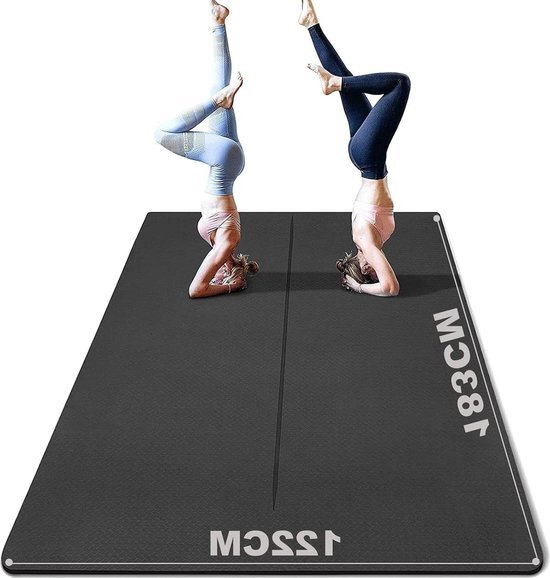 Yogamat XXL 183 x 122 cm met zakken - 8 mm dikke sportmat voor fitness - antislip TPE-gymnastiekmat - thuis en buiten - 223 m² trainingsmat - yoga pilates workout Yogamat