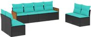 vidaXL Ensemble de banc de jardin 8 pièces avec coussins, noir, polyrotin