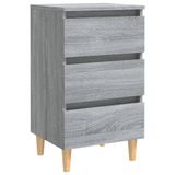 VidaXL Nachtkastje met massief houten poten 40x35x69 cm grijs sonoma