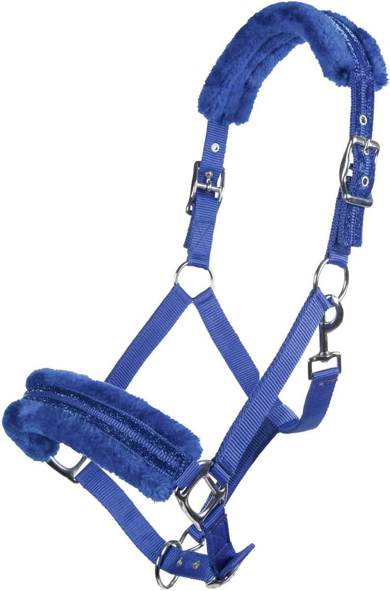 HKM Nylonhalster -Glitter- polarfleece voering kobaltblauw Cob