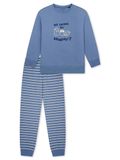 SCHIESSER Pyjama lang Gestreept Blauw-Grijs Katoen Maat 98