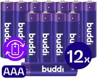 Buddi Oplaadbare AAA Batterijen | 12 Stuks | 1.200 mAh | 1.2V | NiMH