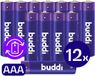 Buddi Oplaadbare AAA Batterijen | 12 Stuks | 1.200 mAh | 1.2V | NiMH