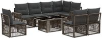 vidaXL - Tuinbank - Set - 2 zitplekken - Grijs - Polyrattan