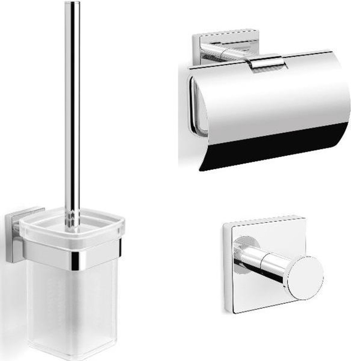 Royal Plaza Robinia toiletset met haak closetrol en borstelhouder chroom chroom