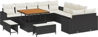 vidaXL - Tuinbank - Set - 17 - st - 12-Aantal - zitplaatsen - Zwart - en - Crème
