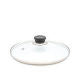Glazen KRÜGER Glazen deksel diamant met roestvrijstalen beschermrand, Ø 28 cm, zilver-zwart