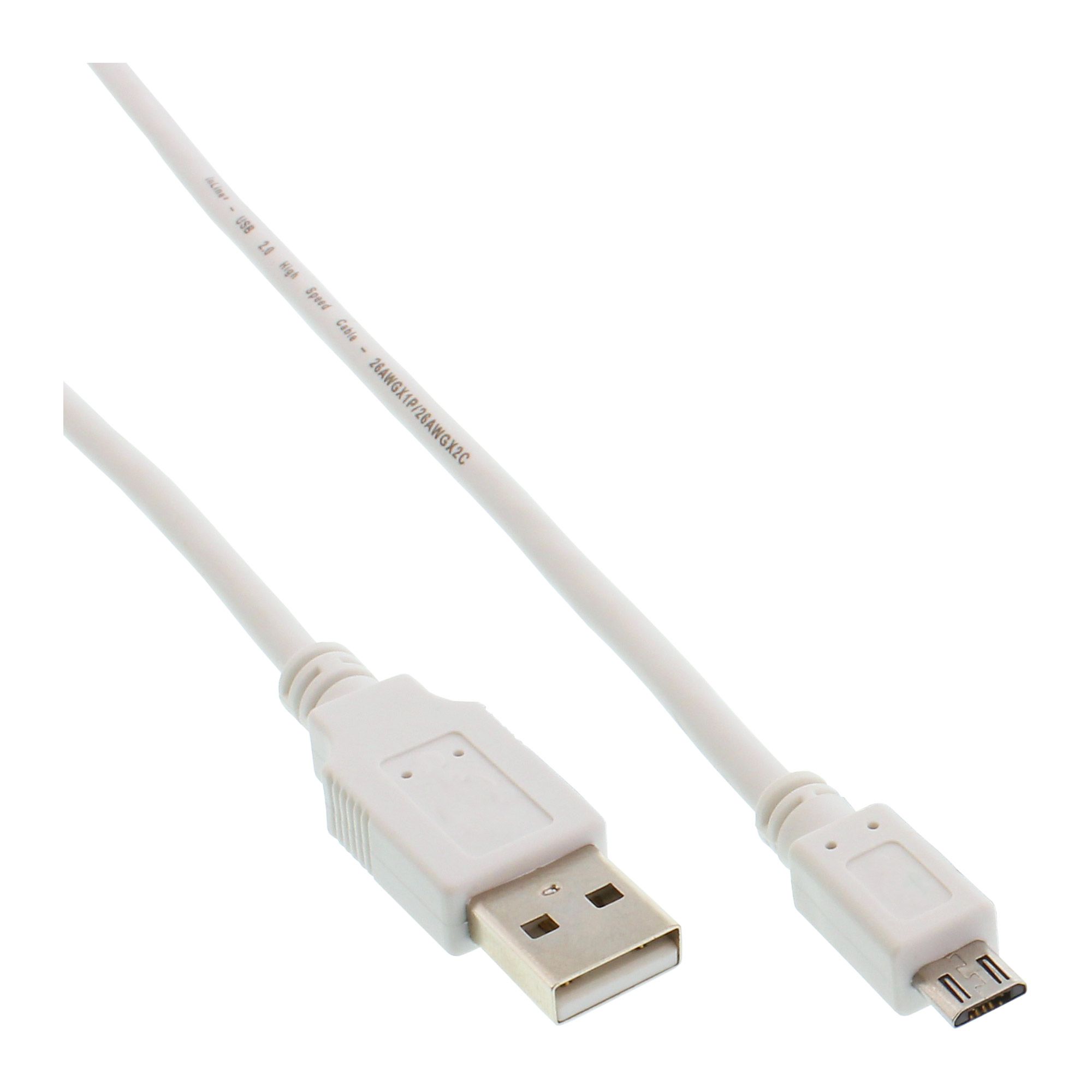 Inline 2m USB 2.0 A-microB Kabel - Wit - 31720W