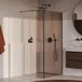 Brauer Oblivion - Inloopdouche - Brons Glas - 100 x 200 cm - met Zijwand 30 cm - incl. Glascoating - PVD Gunmetal Geborsteld