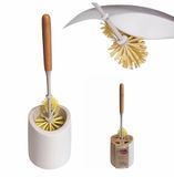 ECONATURAL by York Toiletborstel bamboe handgreep, toiletborstel met randreiniger EKO Natural houden voor badkamer, bruin en wit, 3064090-009171