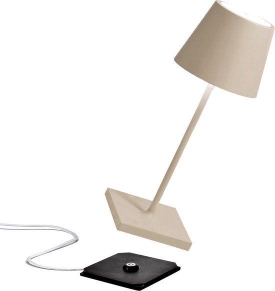 Zafferano Poldina Pro Mini Tafellamp - Oplaadbaar - Crème - Dimbare LED - 30cm