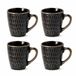 discountershop Koffiemokken Set van 4 – Keramische Mokken met Oor – 200 ml – Zwart Goud