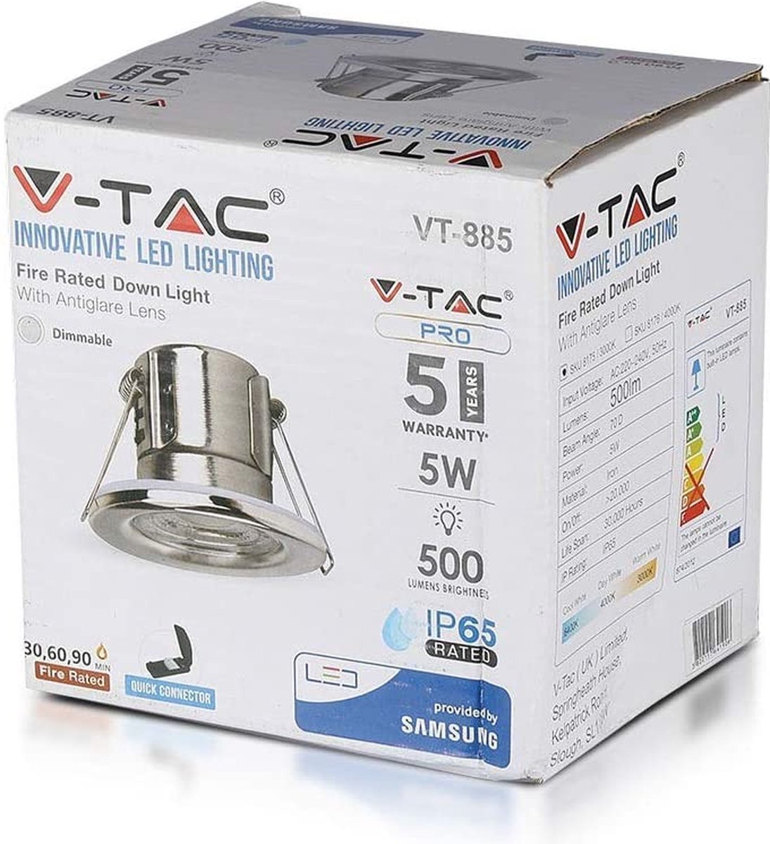 V-tac Spot-fitting Vt-885 5,7 Cm 5w 4000k 500lm Aluminium