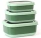 Unyqoos® set van drie roestvrijstalen lunchboxen met lekvrije deksels