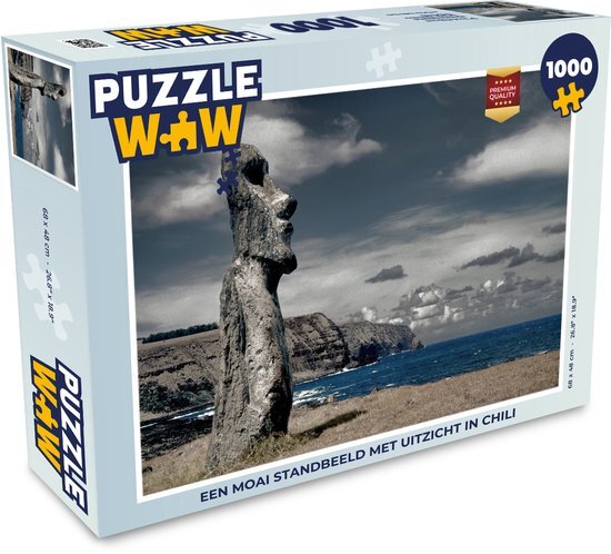 MuchoWow Puzzel Een Moai standbeeld met uitzicht in Chili - Legpuzzel - Puzzel 1000 stukjes volwassenen - Sinterklaas cadeautjes - Sinterklaas voor grote kinderen