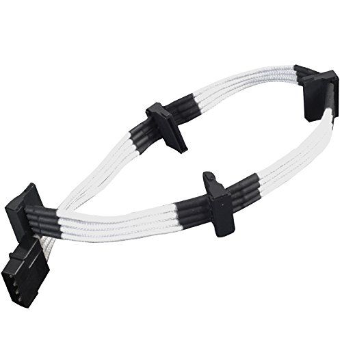 SilverStone SST-PP07-BTSW - Voedingsverlengkabel 30cm Molex naar 4x SATA, wit