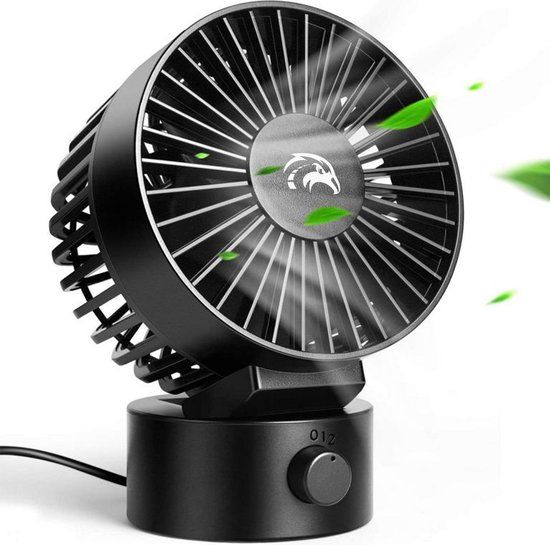 Travelhawk Mini USB Ventilator - Tafelventilator - Klein, Stil en Geruisloos - 2 Snelheden - Zwart