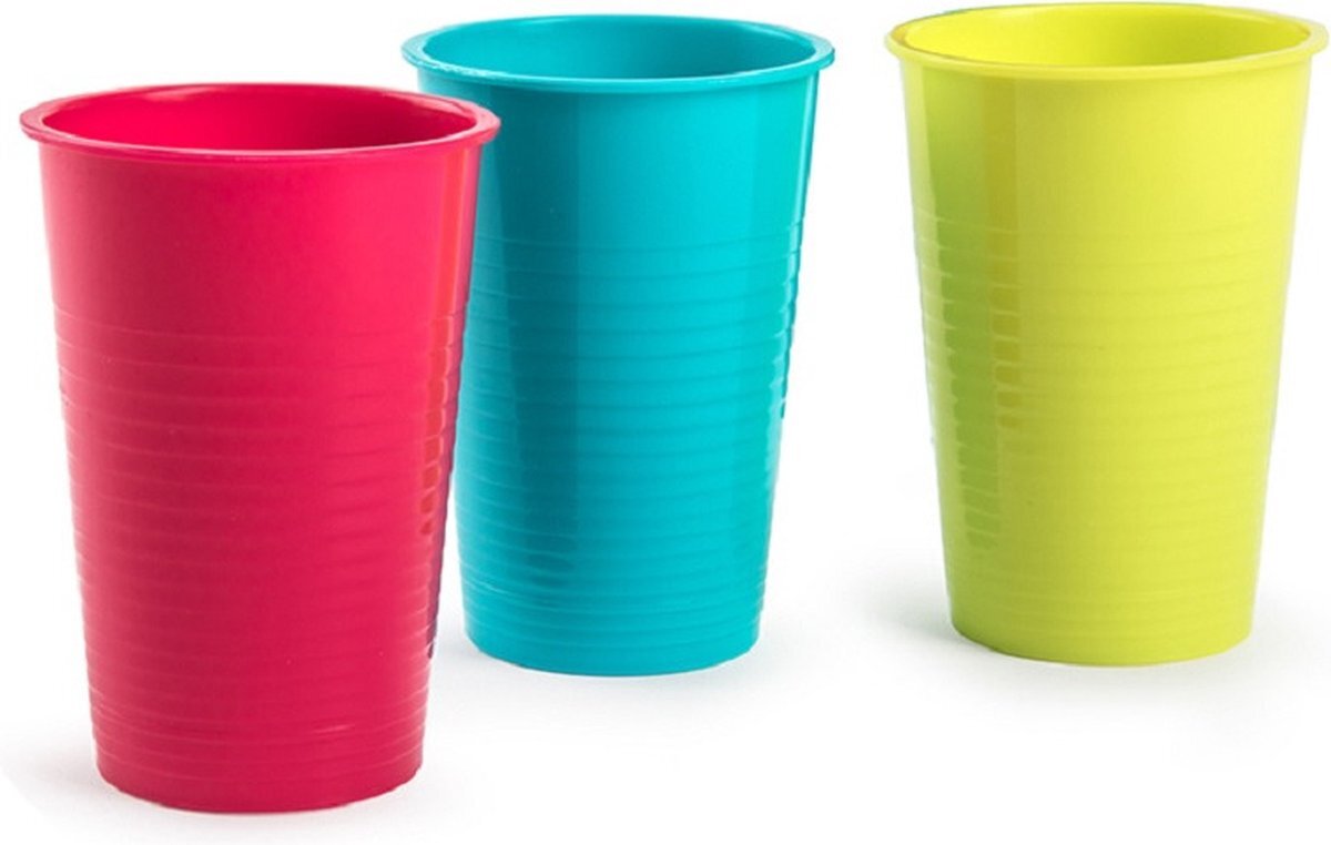 Forte Plastics 24x stuks Drinkglazen/limonadeglazen gekleurd 360 ml - Sapglazen/waterglazen onbreekbaar kunststof voor kinderen