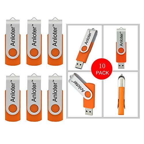 Anloter AnloterTM 10 Pack Mooi Draaibaar Ontwerp Nieuwe USB Flash Drive Memory Stick Vouwen Opslag Duim Stick Pen 16GB ORANJE