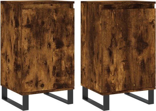 vidaXL Dressoirs 2 st 40x35x70 cm bewerkt hout gerookt eikenkleurig