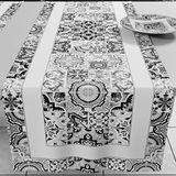 PETTI Artigiani Italiani - Tafelloper, keukentafelloper, Runner tafelkleden, Vietri digitale print, zwart, 100% Made in Italy