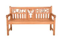 Tuinbank met hertenkop van massief teakhout geolied - 3-zits houten bank weerbestendig voor tuin, terras en balkon - zitbank teak L 150 x D 61 x H 89 cm