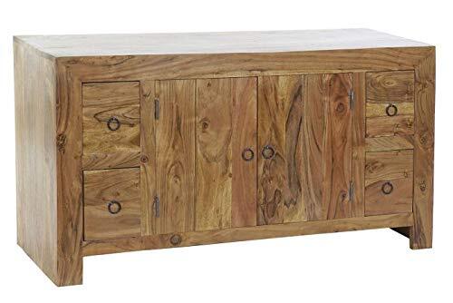 DRW buffet met 2 deuren en 4 laden van massief acaciahout, 110 x 40 x 60 cm