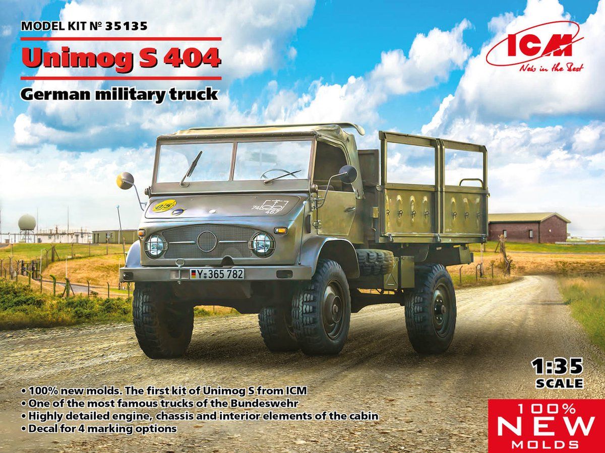 ICM 1:35 Unimog S404 German Military Truck Plastic kit - 4823044408733
