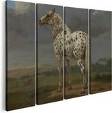 Artaza Canvas Schilderij Vierluik Het Bonte Paard - Paulus Potter - 80x60 - Canvas Print