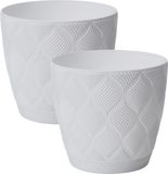 Form Plastic Pot de fleurs New Age - 2x - kunststof - ivoire blanc - D17 x H15 cm - avec soucoupe - rond