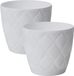 Form Plastic Pot de fleurs New Age - 2x - kunststof - ivoire blanc - D17 x H15 cm - avec soucoupe - rond