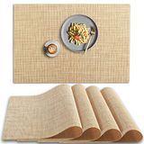homEdge PVC placemat, 4 stuks antislip hittebestendige placemats, wasbare vinyl placemats, set van 4 - beige