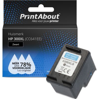 PrintAbout Huismerk 300XL (CC641EE) Zwart | Compatibel met HP