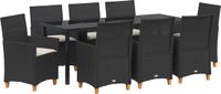 vidaXL Tuinset, 9-delig, Zwart, Polyrattan