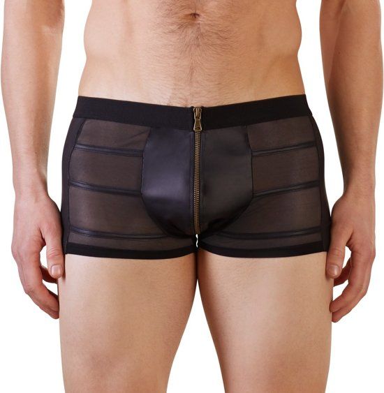 NEK - Uitdagende Shorts met Rits Sluiting en Powernet Inzet Stukken voor de Stoere Heren - Maat M - Zwart