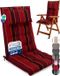 Beautissu Sun-HL – Coussin de chaise haut dossier haut de gamme 120x50 cm – Résistant aux UV – 8 cm d'épaisseur – avec appui-tête et sangles de fixation – Antidérapant – Rayé rouge