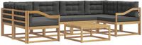 vidaXL - Hoek loungeset - 6 zitplekken - Acacia hout - Wit en antracietkleurig