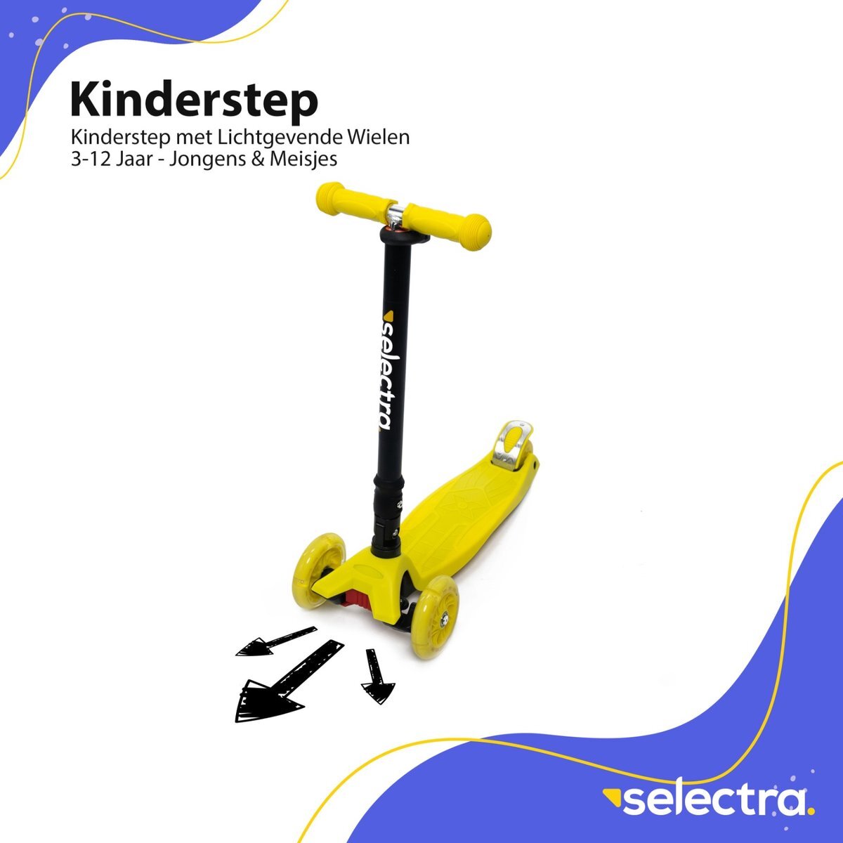 Grace uitglijden patroon Selectra kinderstep met 4 lichtgevende wielen – Kick step voor kinderen van  3 t/m 9 jaar – Led scooter met click and ride functie - Geel buiten- speelgoed kopen? | Kieskeurig.nl | helpt je kiezen