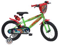 Vélo d'enfant, 16 pouces, vert/rouge, cadre en acier, avec sonnette
