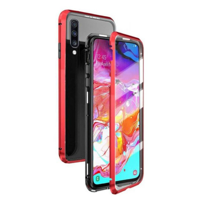 Stuff Certified Samsung Galaxy A10 Magnetisch 360° Hoesje met Tempered Glass - Full Body Cover Hoesje + Screenprotector Rood