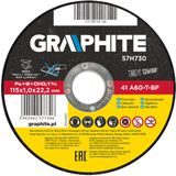 Graphite INOX Serie - Disque à tronçonner métal - 115 x 1.0 x 22.2 mm - Haute sécurité - EN12413