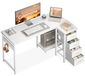 Bureau d'angle en L avec 4 tiroirs, dimensions 120x70 cm, couleur blanc