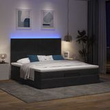 Prolenta Maison Exclusive - Ottomaans bedframe met matrassen, zwart, 180x200 cm, fluweel