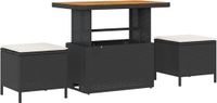 vidaXL Eettafel Set Zwart Poly Rattan
