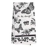 Karma Cadeaus Zwart-witte Boho Theedoeken, 28" L x 20" W, Vlinder
