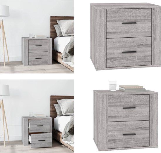 vidaXL Nachtkastje - 50x39x47 cm - Grijs Sonoma Eikenkleurig