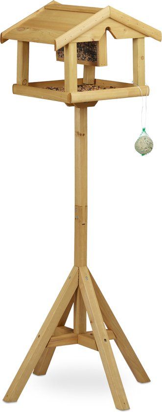 Relaxdays Vogelvoederhuisje - Hangend - Lichtbruin - 50x50x117 cm