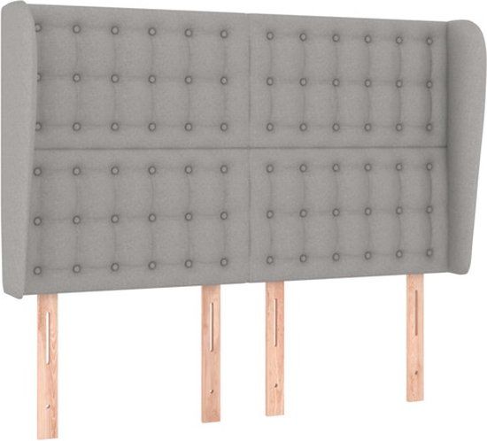 vidaXL Hoofdbord met randen 147x23x118/128 cm stof lichtgrijs