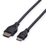 ROLINE Monitorkabel HDMI High Speed met Ethernet, HDMI Male - Mini HDMI Male 0,8m